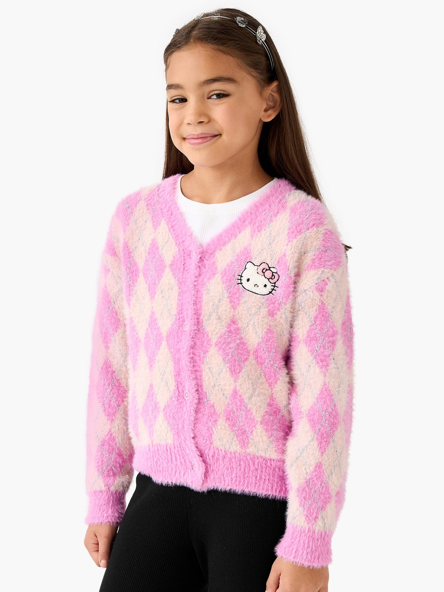 Hello Kitty Cardigan with V Neck and Long Sleeves