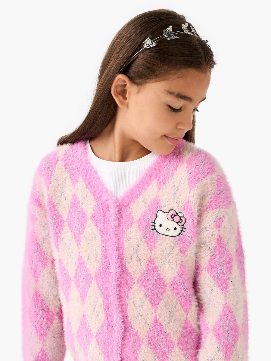 Hello Kitty Cardigan with V Neck and Long Sleeves