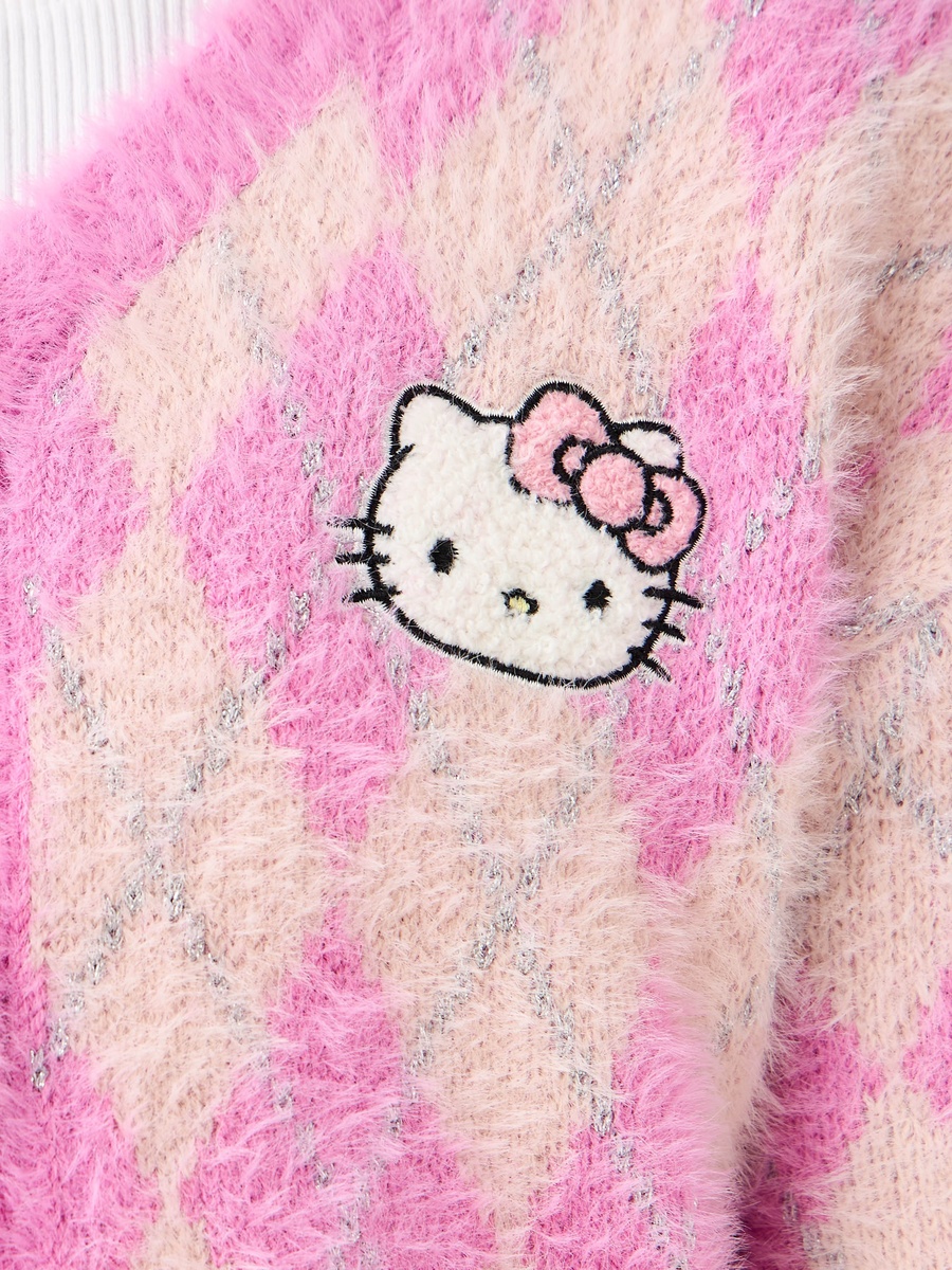 Hello Kitty Cardigan with V Neck and Long Sleeves