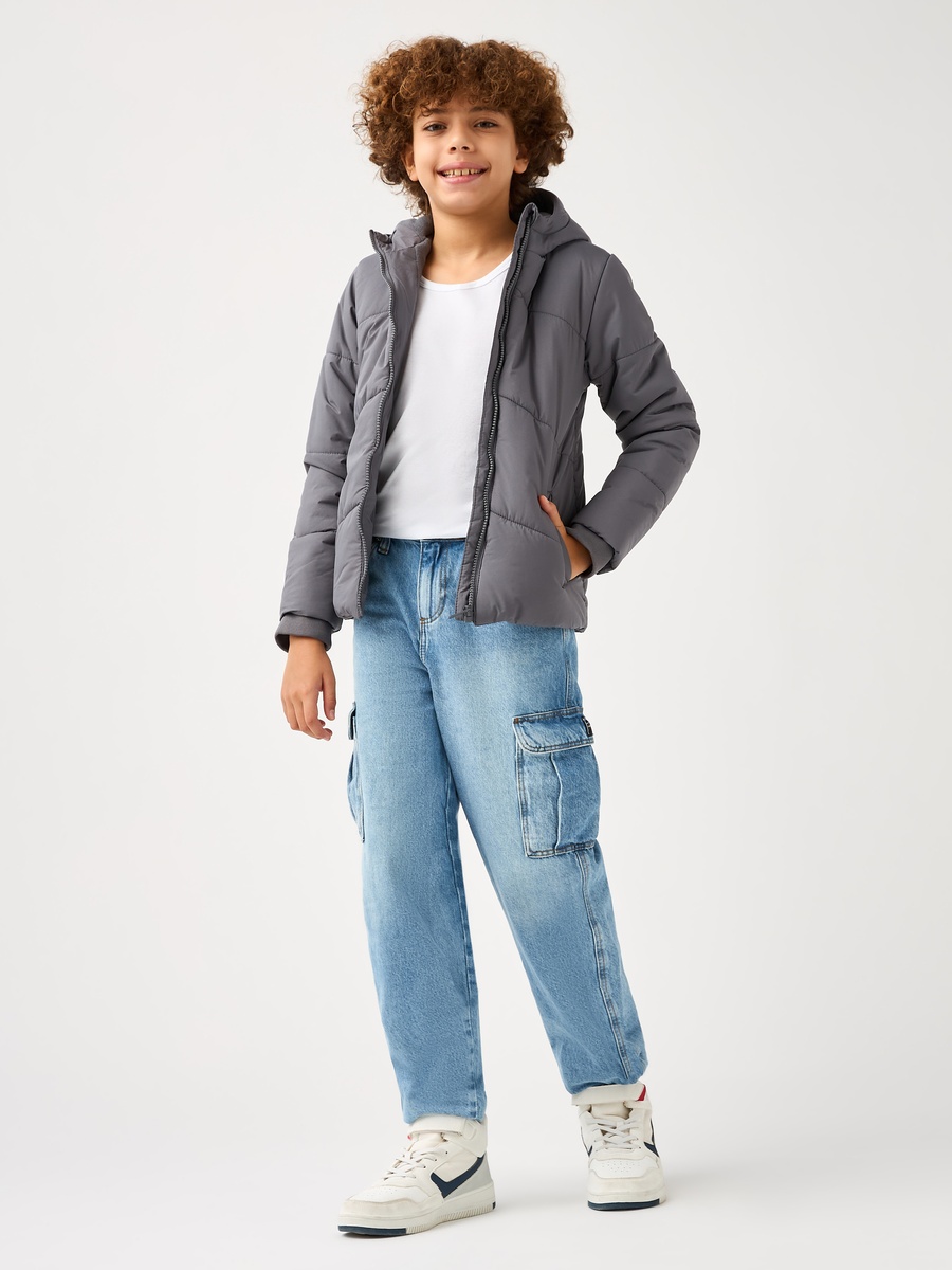 Solid Jacket with Long Sleeves and Zip Closure