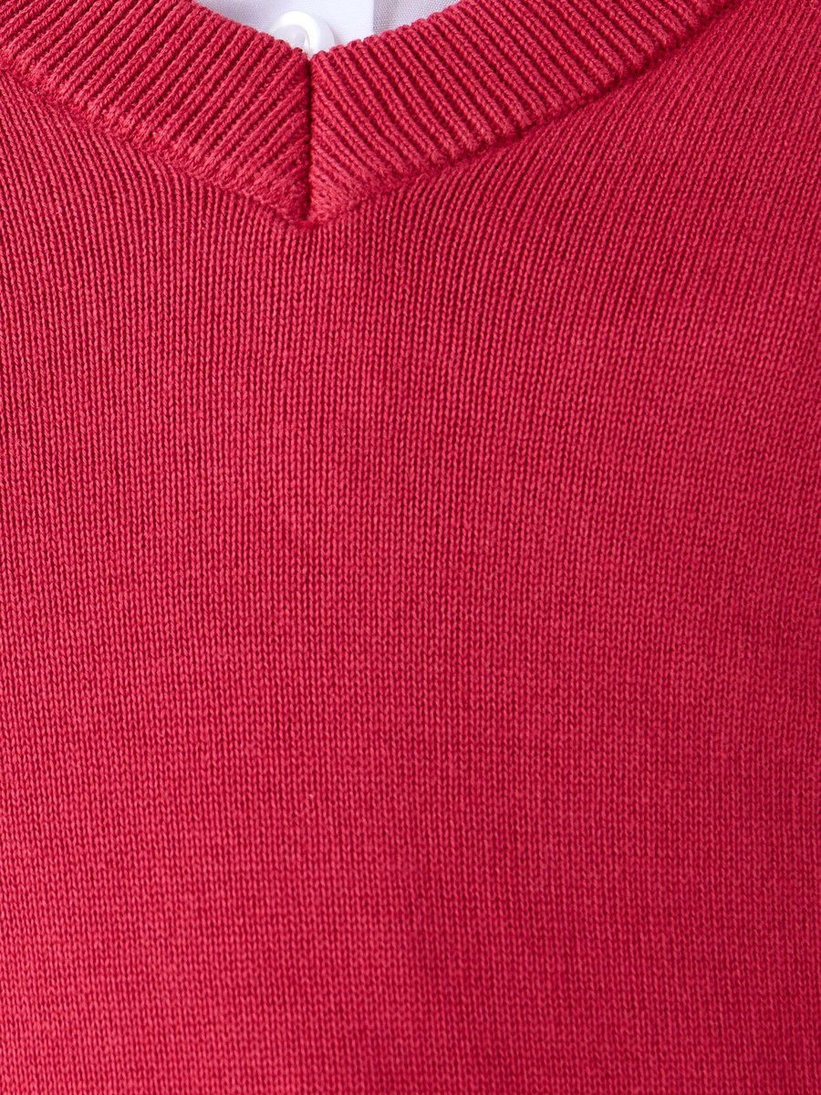Solid Sweater with V Neck and Long Sleeves