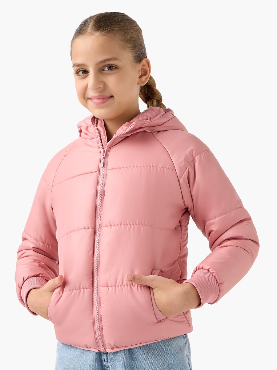 Quilted Hooded Jacket with Zip Closure