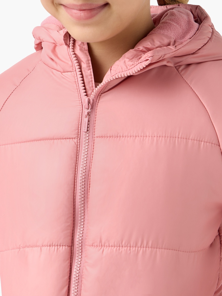 Quilted Hooded Jacket with Zip Closure