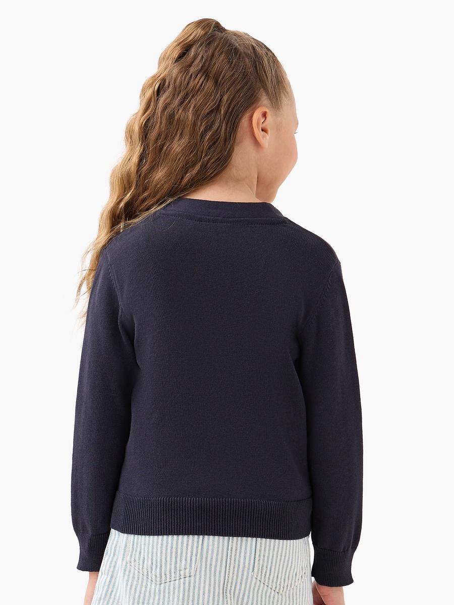 Solid Cardigan with V Neck and Long Sleeves