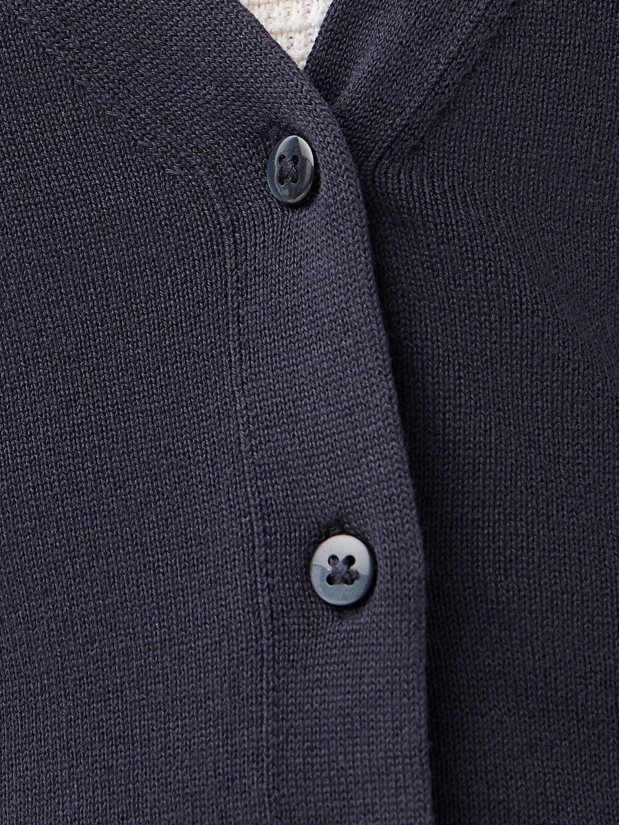 Solid Cardigan with V Neck and Long Sleeves