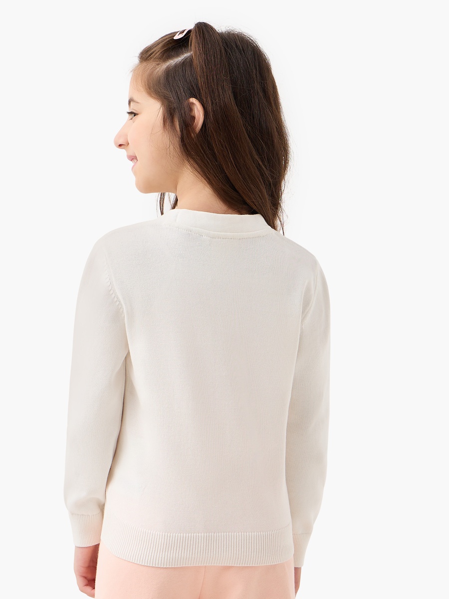 Solid Cardigan with V Neck and Long Sleeves