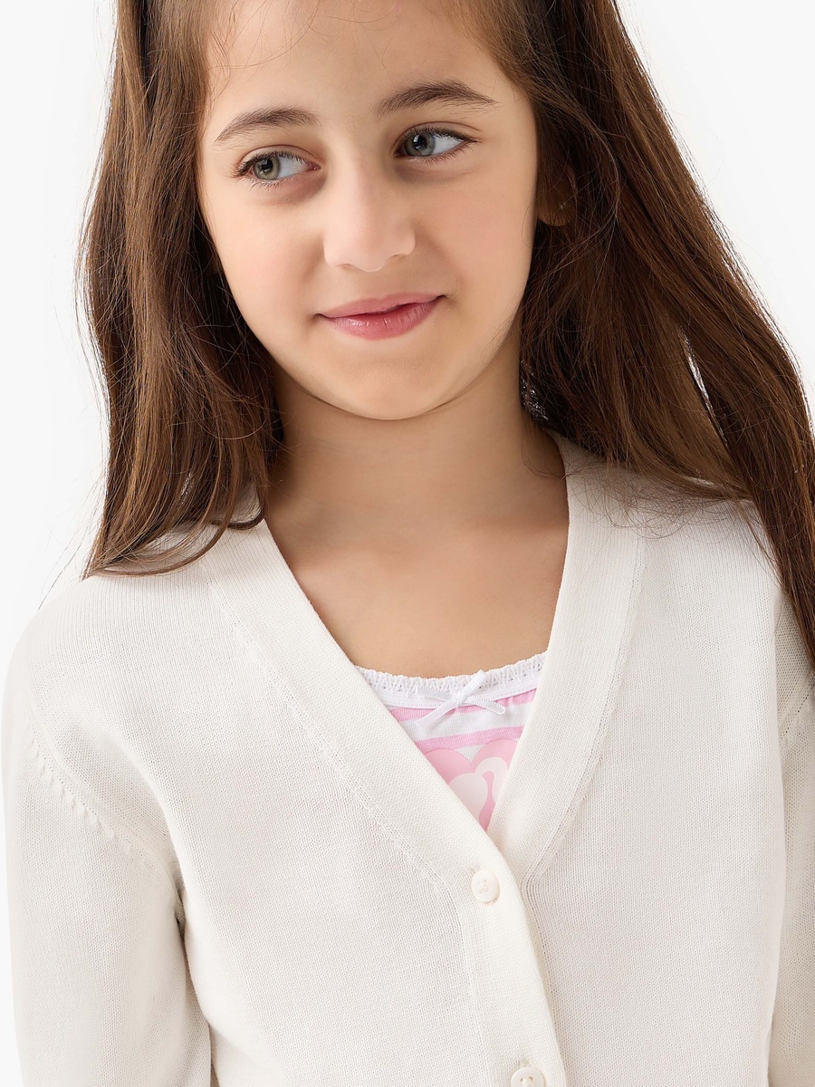 Solid Cardigan with V Neck and Long Sleeves