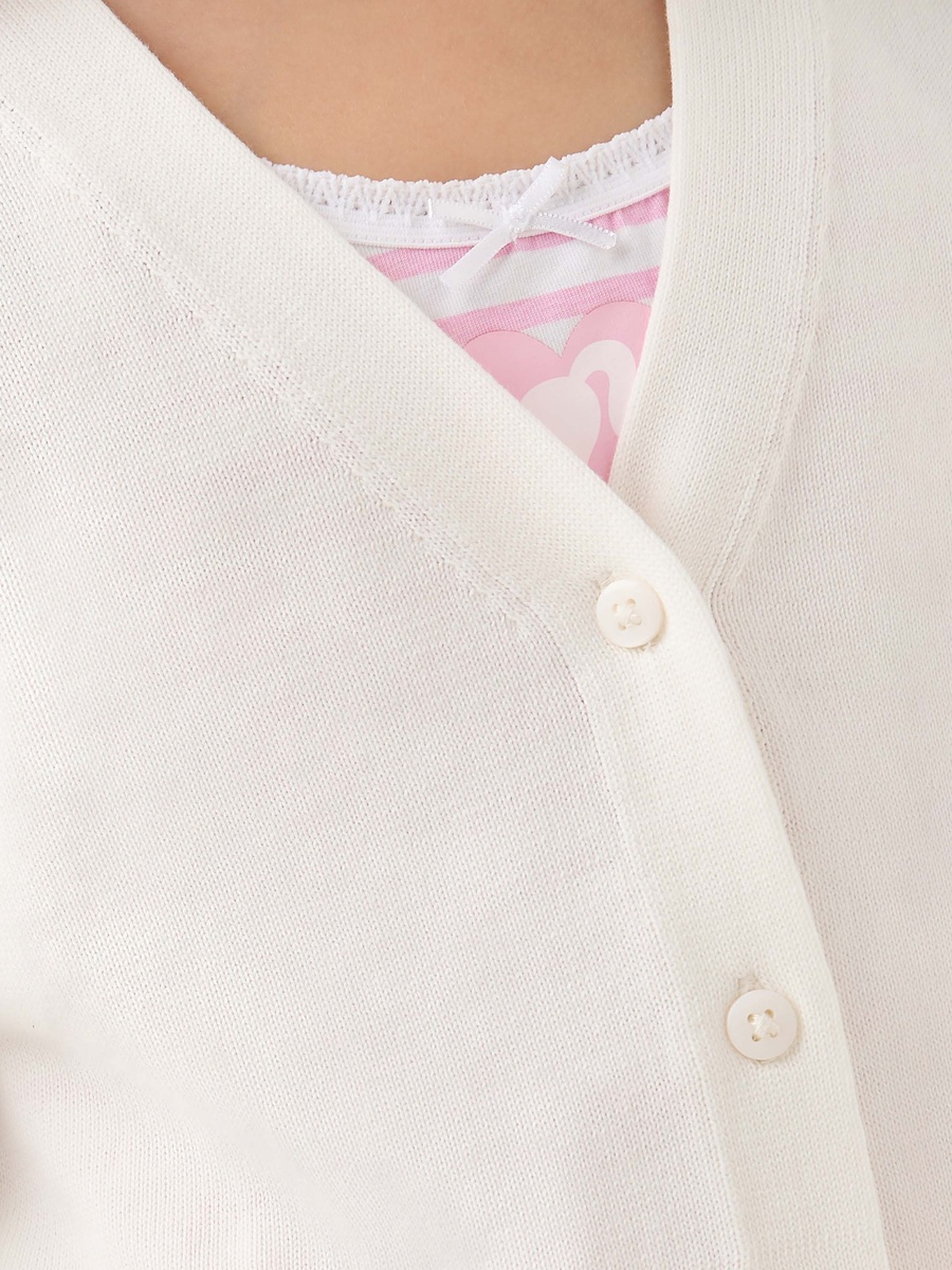 Solid Cardigan with V Neck and Long Sleeves