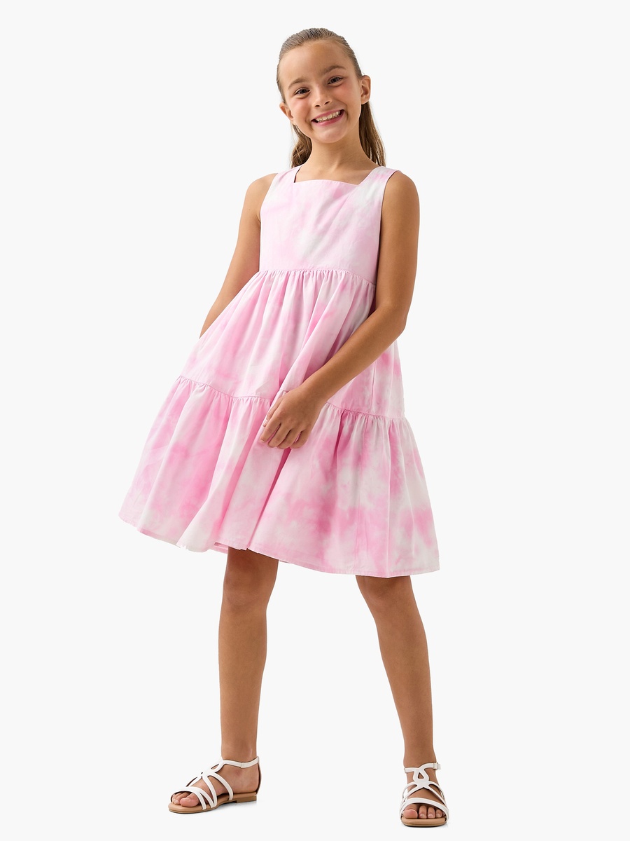 All-Over Print Tiered Sleeveless Dress