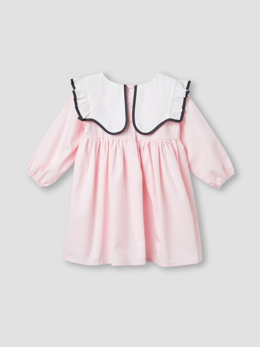 Contrast Sailor Collar Dresss with Long Sleeves