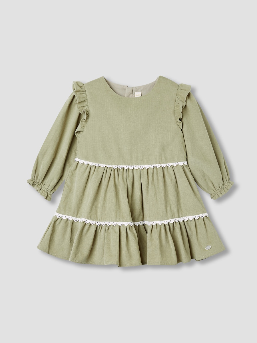 Embroidered Tiered Dress with Sweater and Stockings