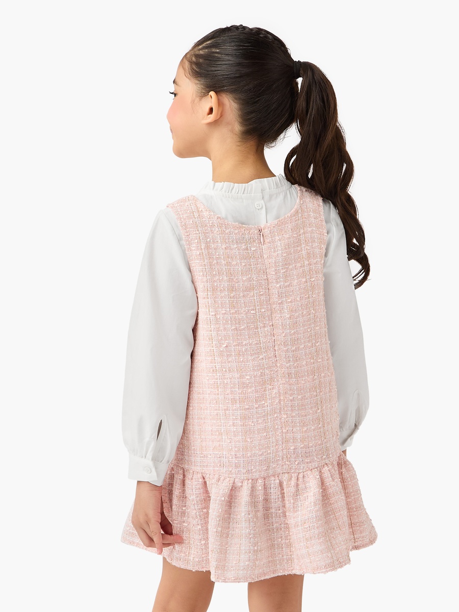 Tweed Pinafore Dress with Bow