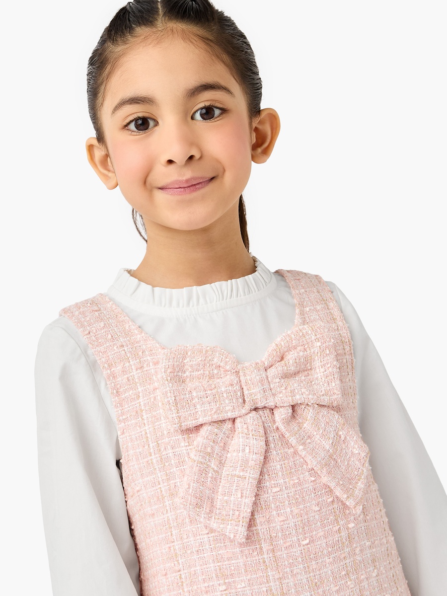 Tweed Pinafore Dress with Bow