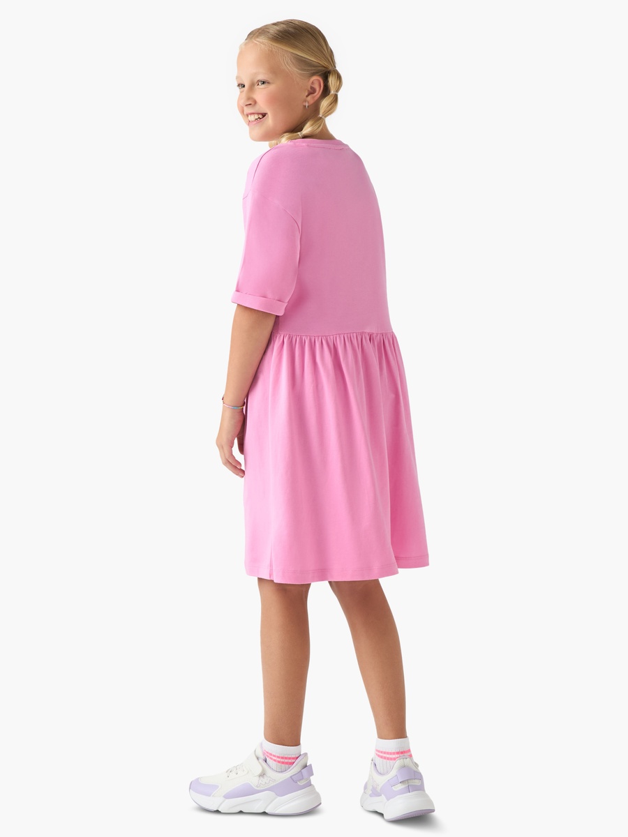 Cotton Dress with Heart Print and Short Sleeve