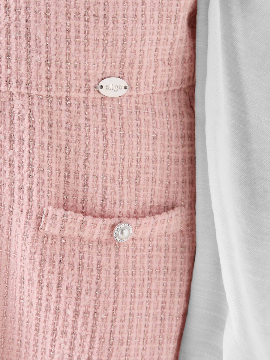 Textured Peter Pan Collar Dress with Long Sleeves