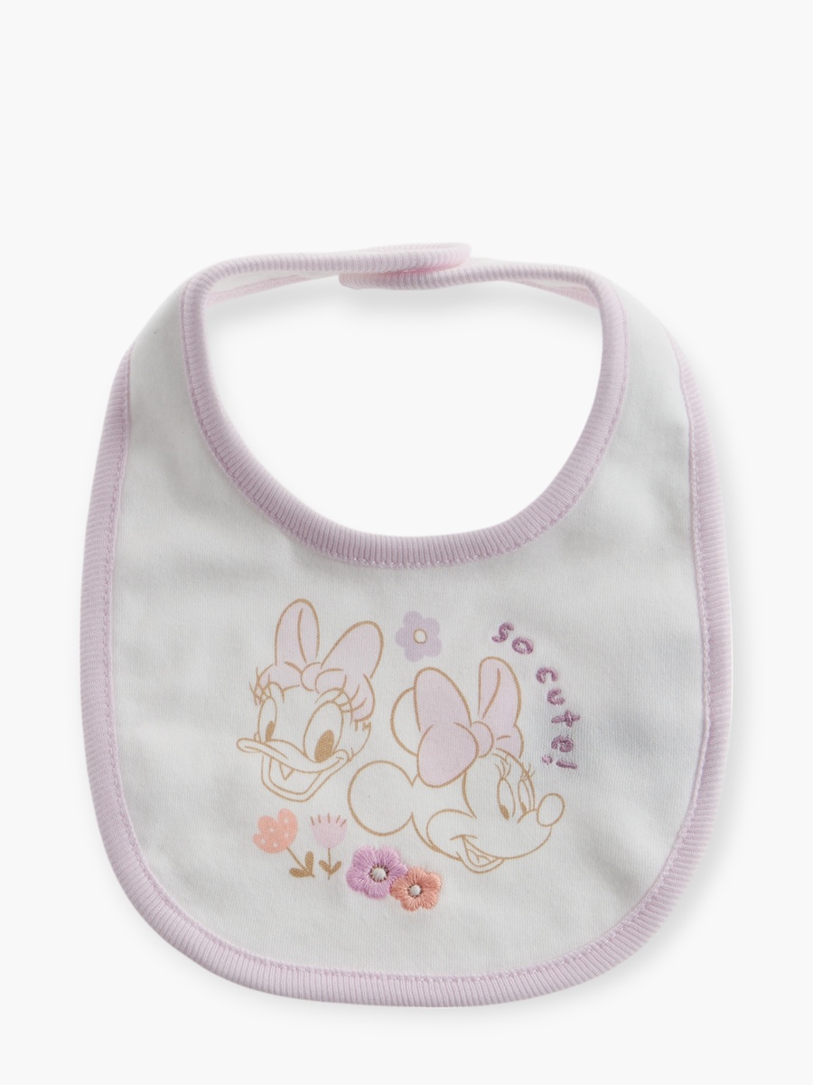 Daisy Duck and Minnie Mouse Print Bib with Button Closure
