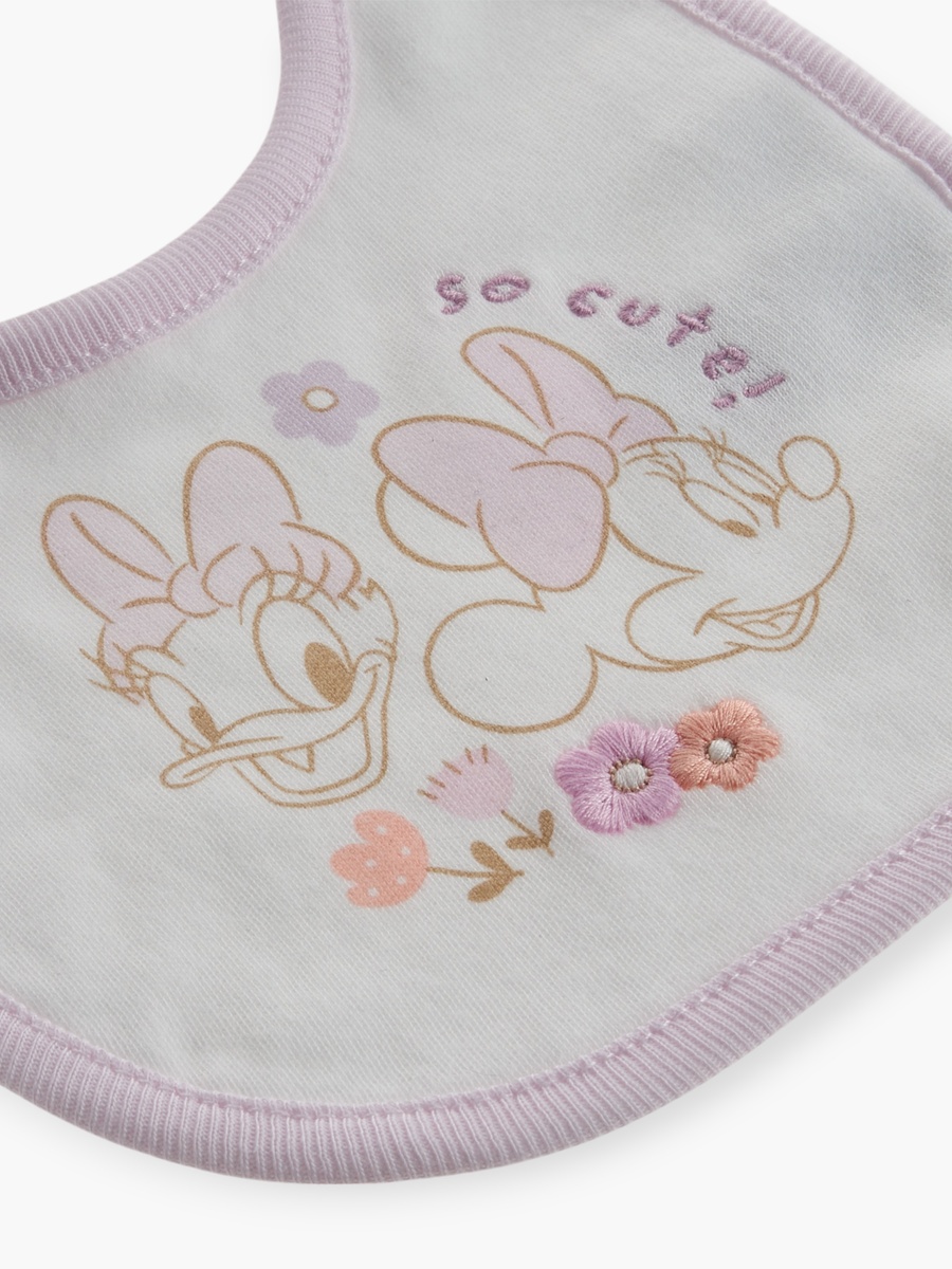 Daisy Duck and Minnie Mouse Print Bib with Button Closure
