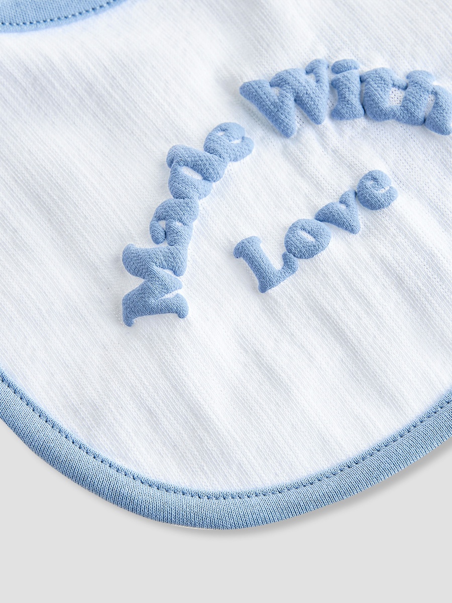 Slogan Print Bib with Button Closure