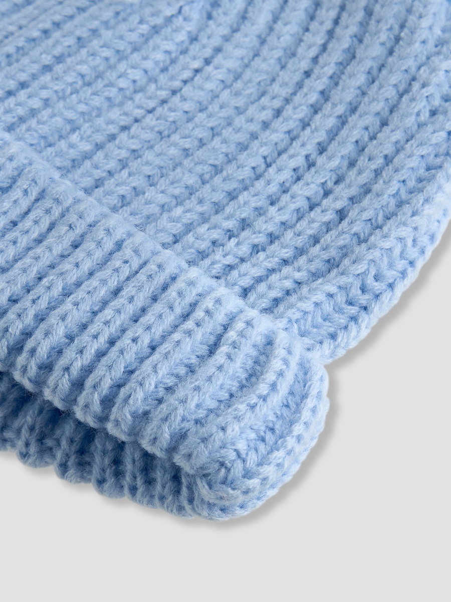 Cotton Beanie with Knitted Texture