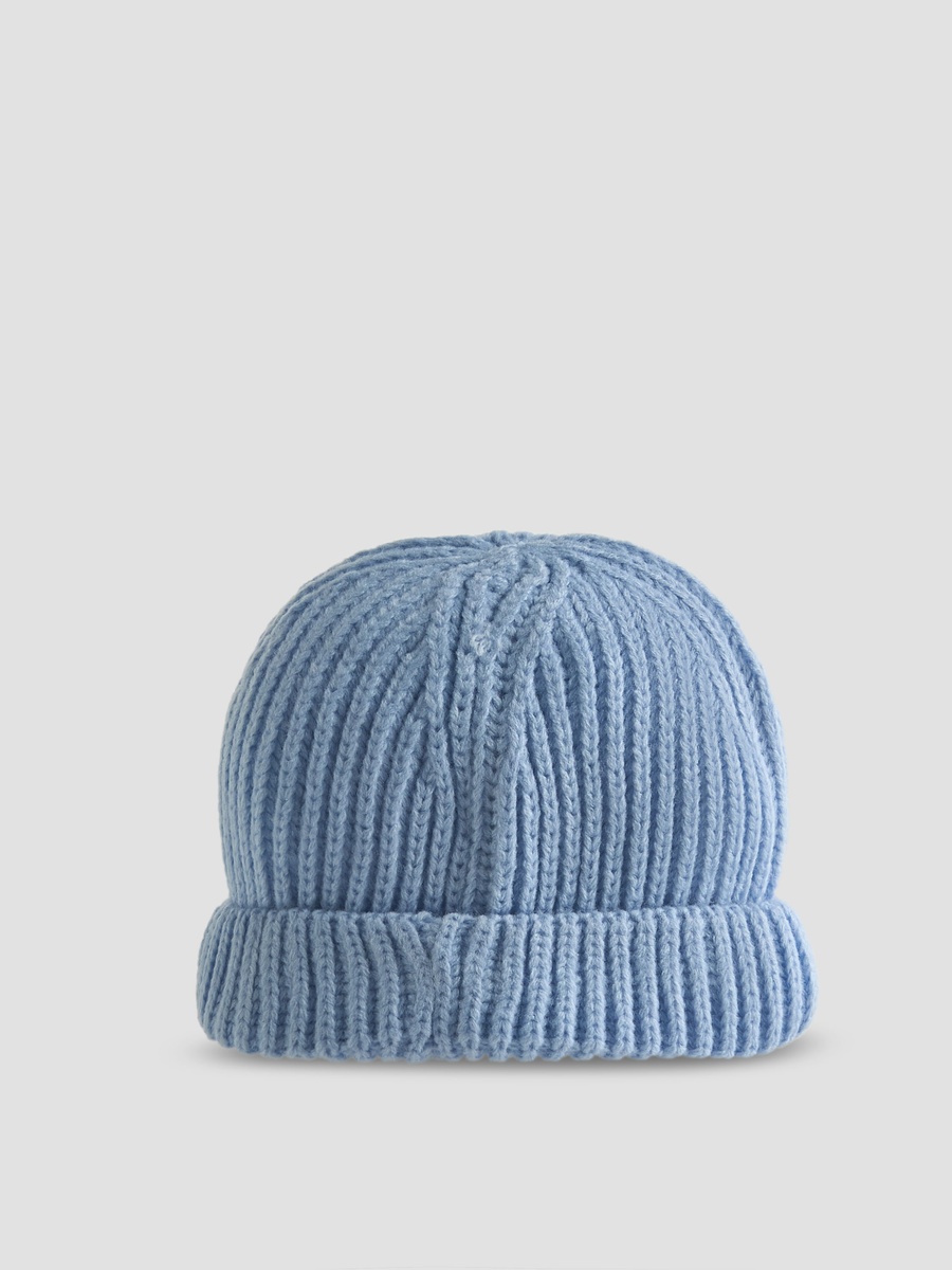 Cotton Beanie with Knitted Texture