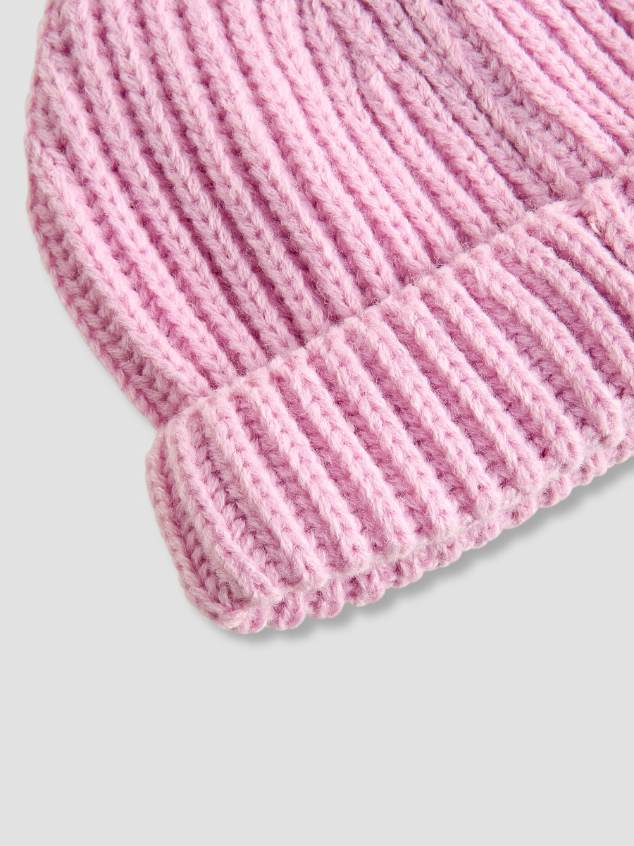 Cotton Beanie with Knitted Texture