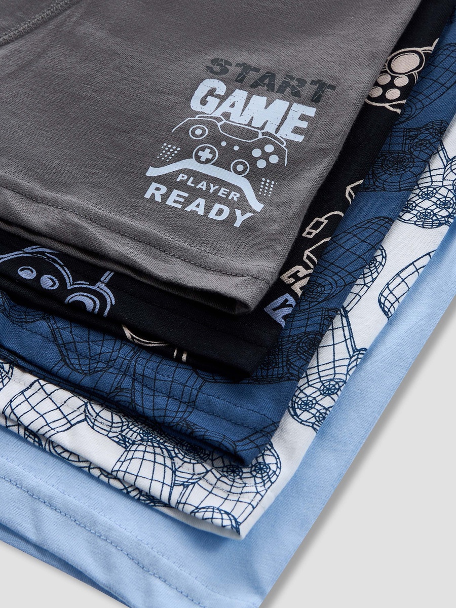 Gaming Print Boxers with Elasticated Waistband - Set of 5