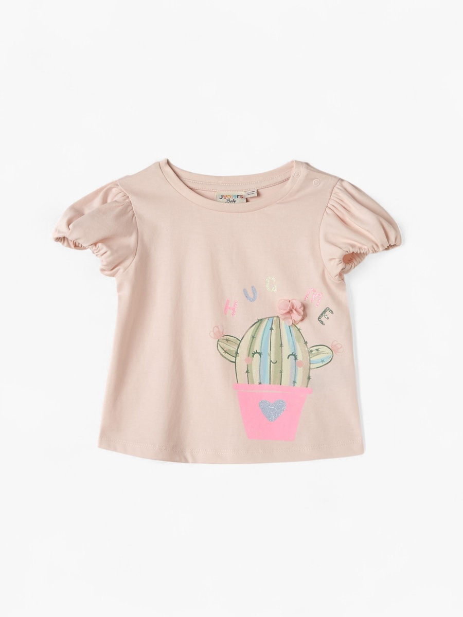 Cactus Print T-Shirt with Short Sleeves
