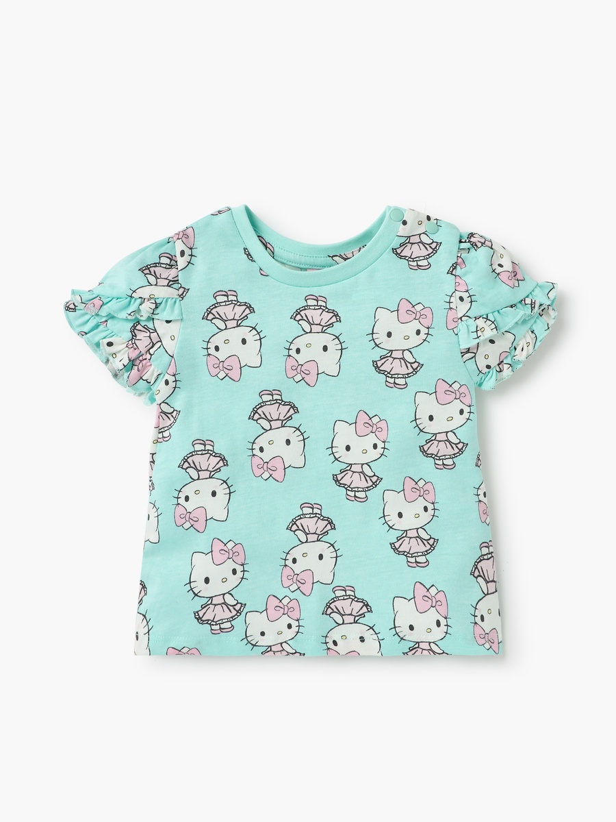 Hello Kitty Print T-Shirt with Ruffle Sleeves - Set of 2