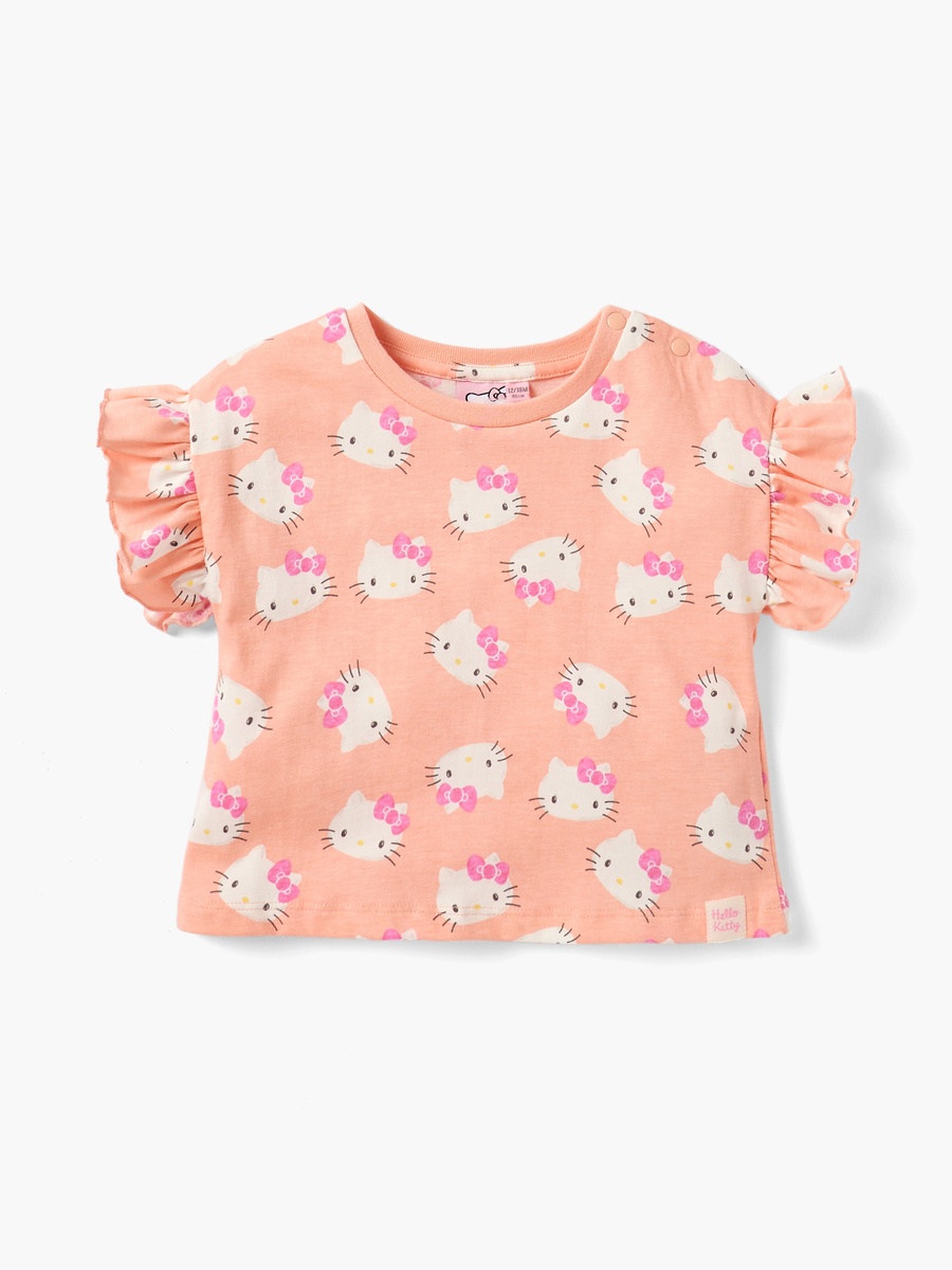 Hello Kitty Print T-Shirt with Ruffle Sleeves - Set of 2