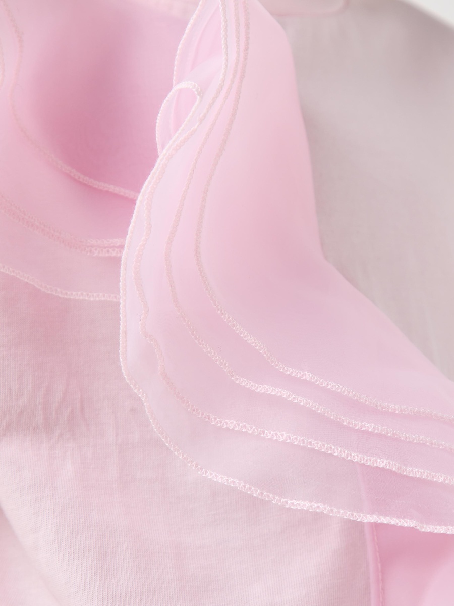 Solid T-Shirt with Ruffles and Short Sleeves