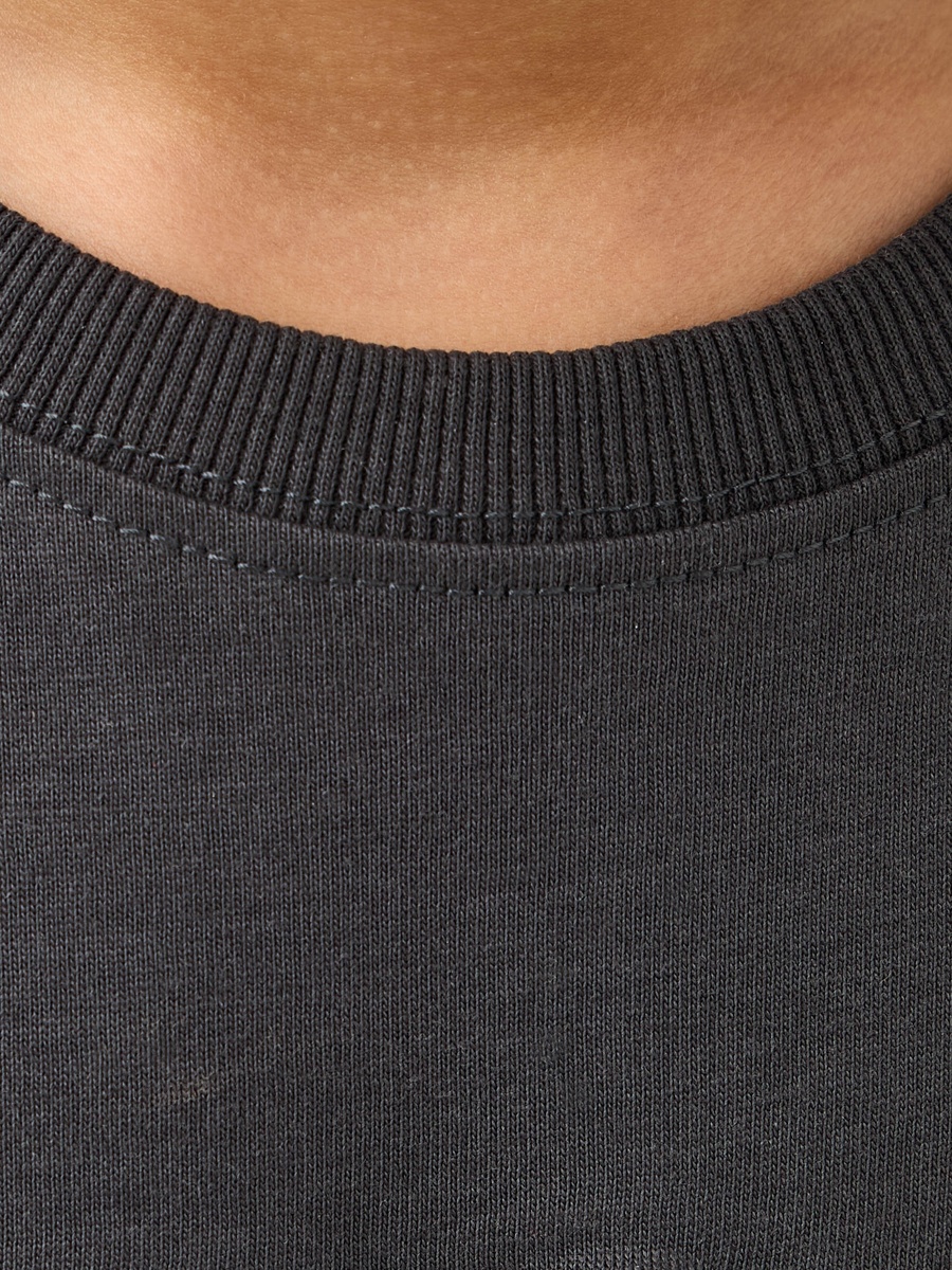 Dino Embossed Crew Neck T-Shirt with Short Sleeves