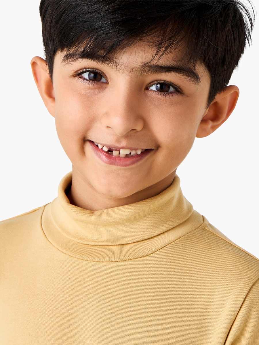 Cotton Blend Turtleneck T-Shirt with Long Sleeve