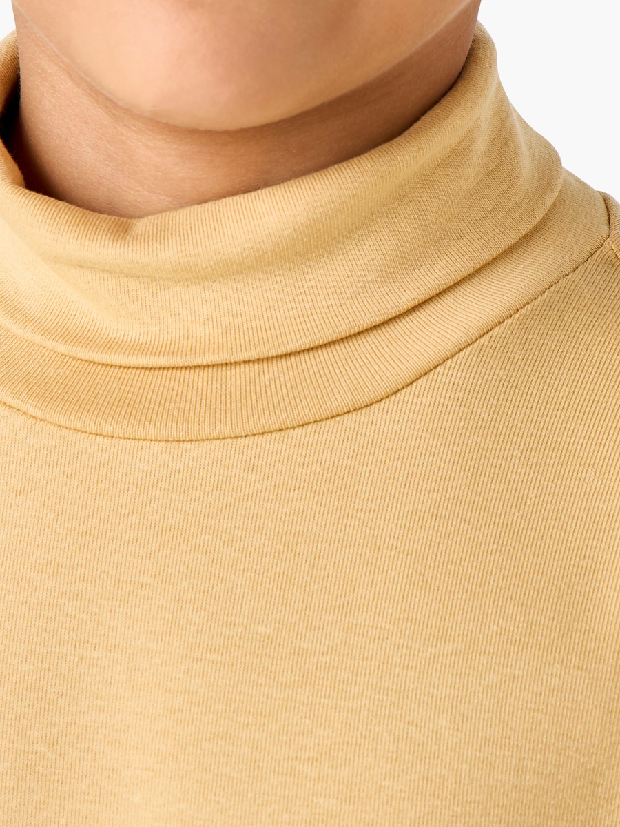 Cotton Blend Turtleneck T-Shirt with Long Sleeve
