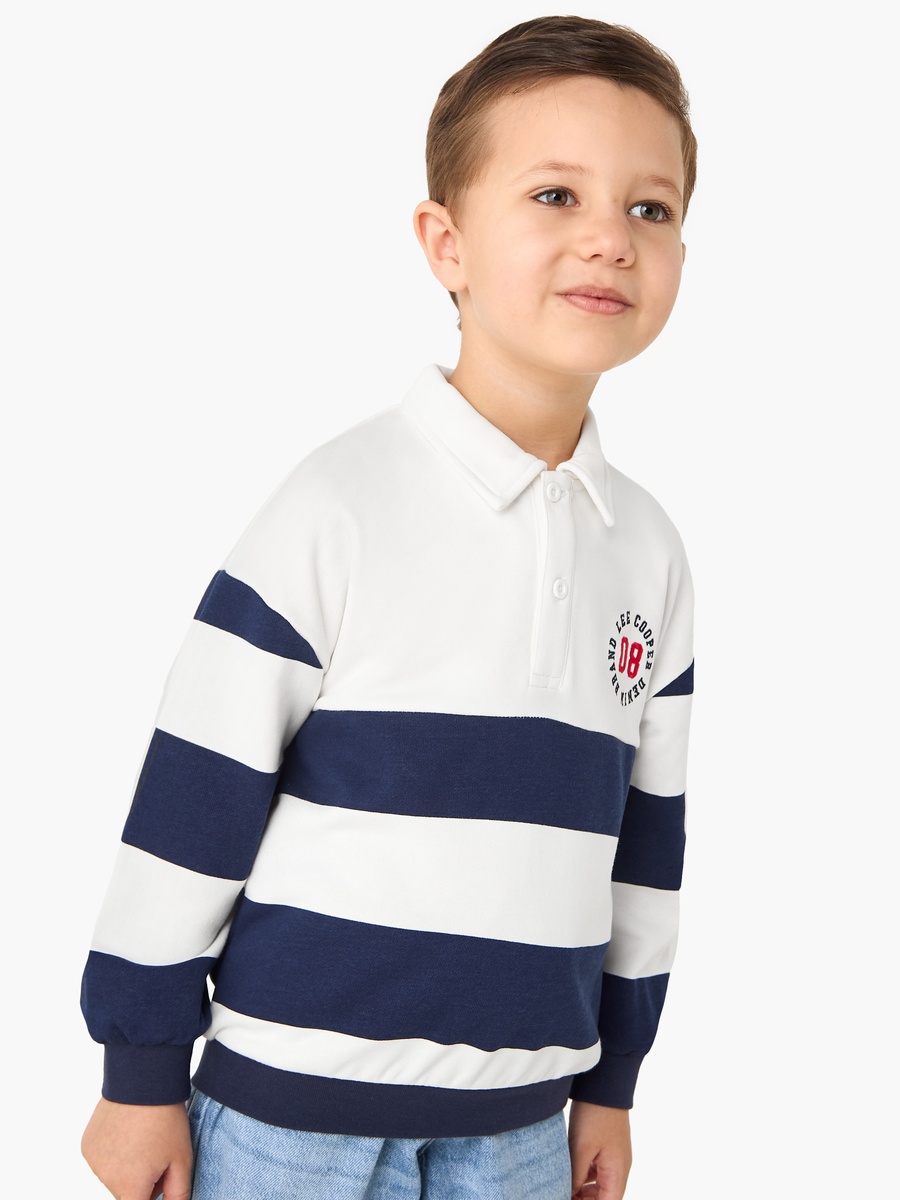 Striped Collared Sweatshirt with Long Sleeves