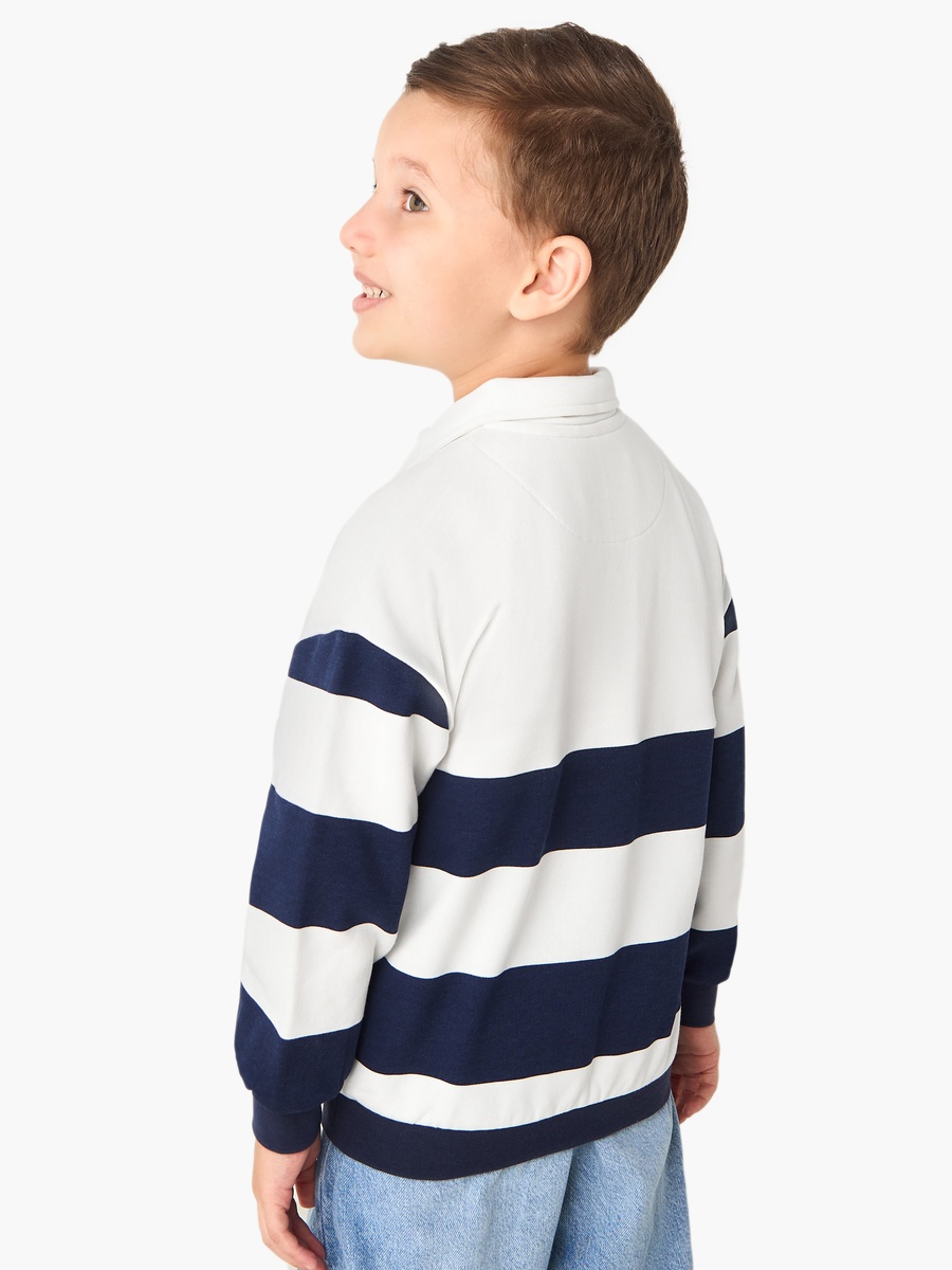 Striped Collared Sweatshirt with Long Sleeves