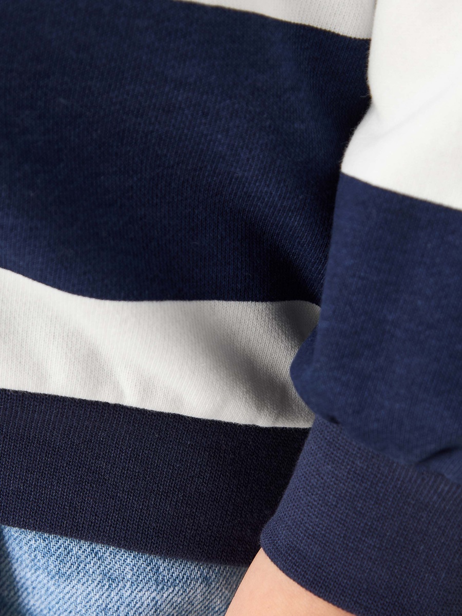 Striped Collared Sweatshirt with Long Sleeves
