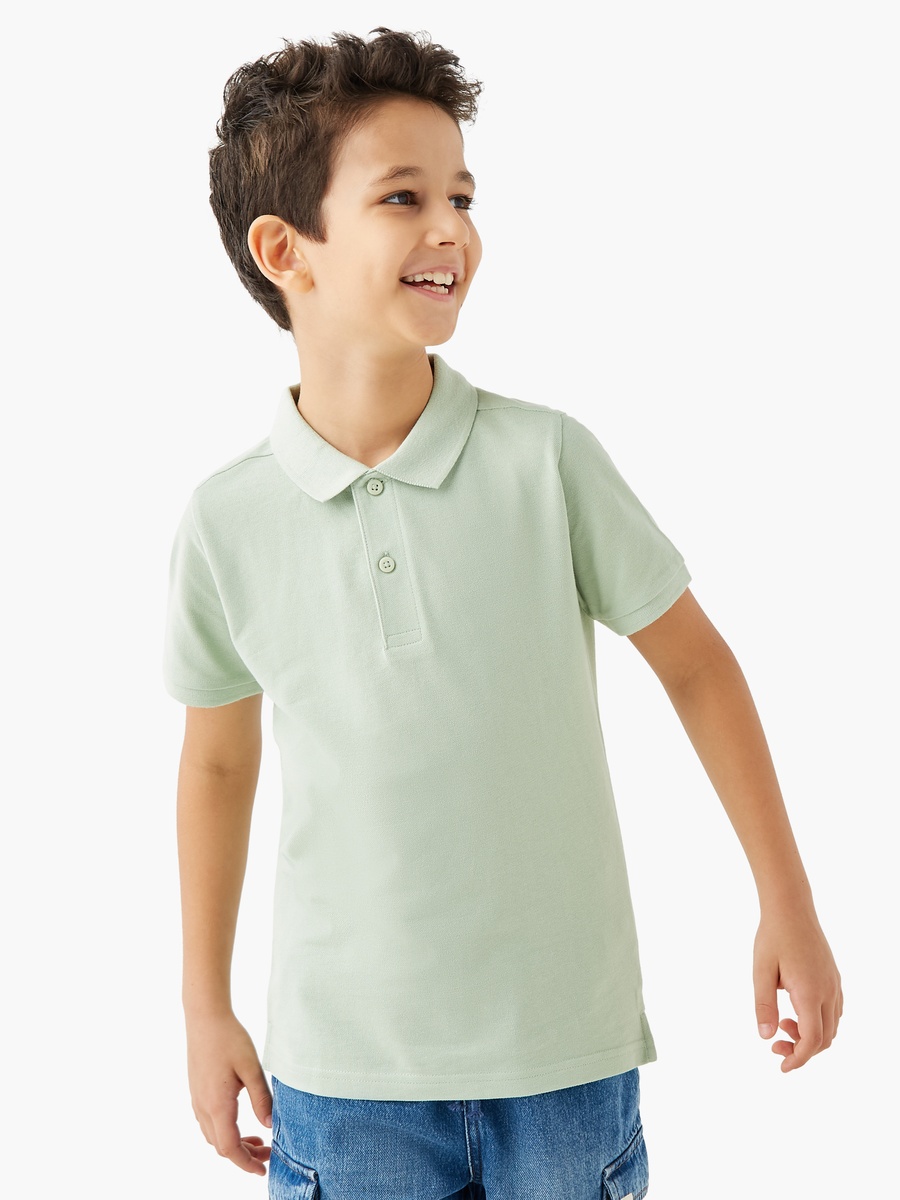 Solid Polo T-Shirt with Short Sleeves