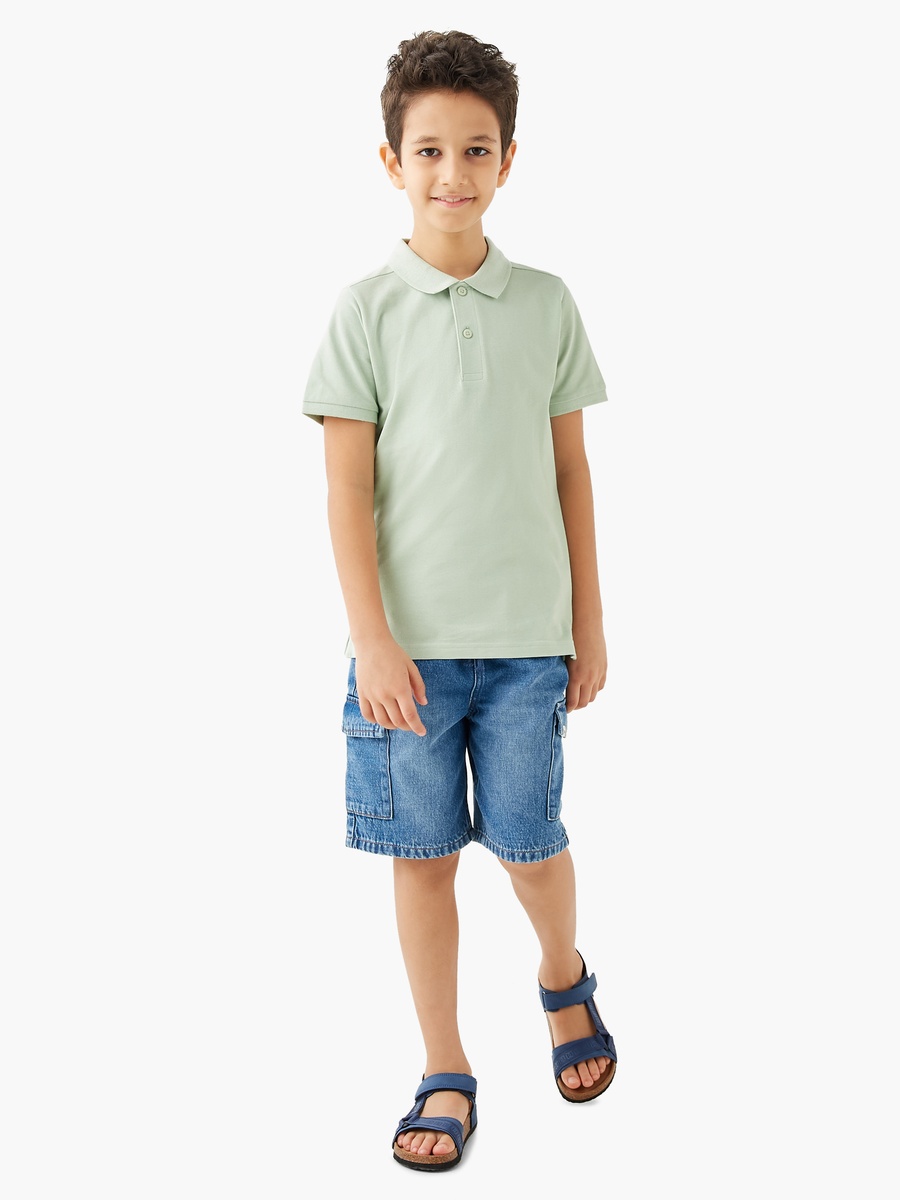 Solid Polo T-Shirt with Short Sleeves