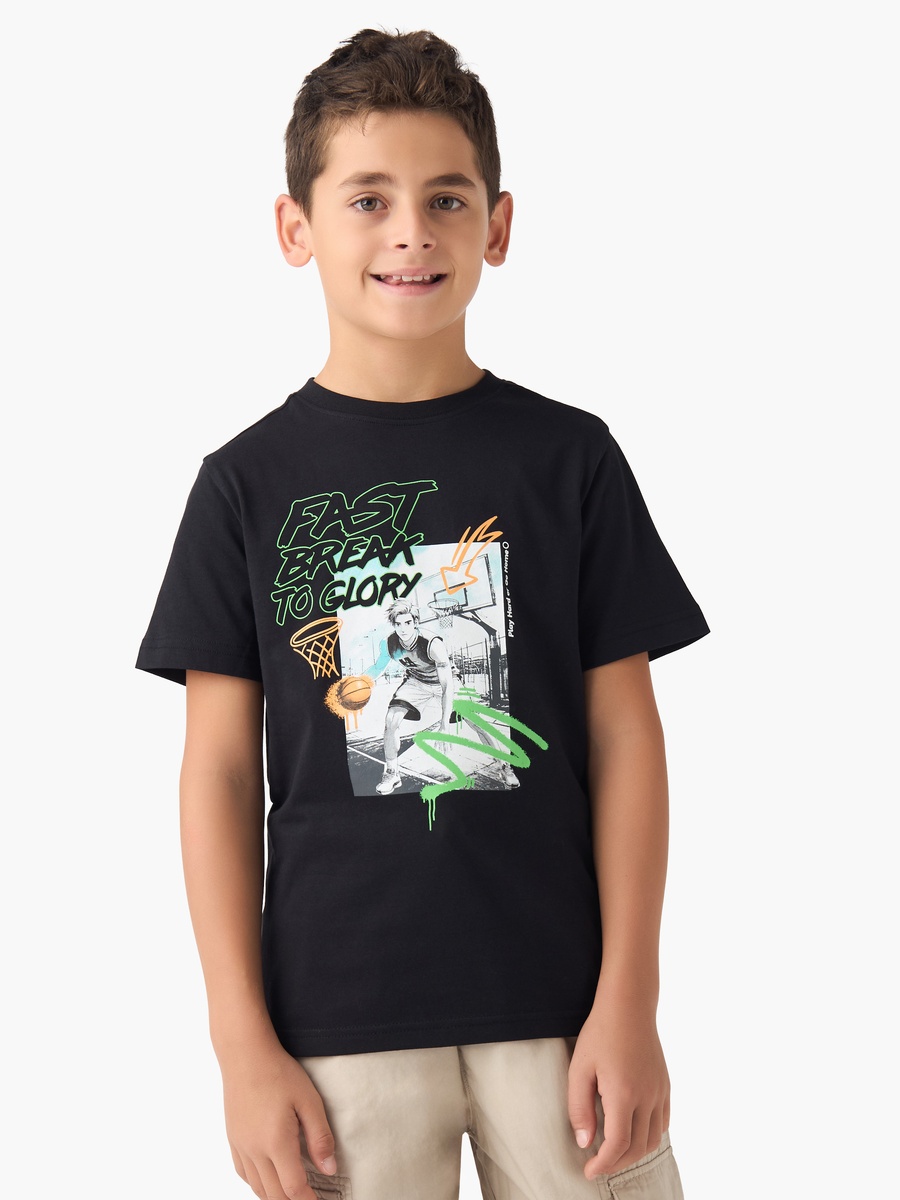 T-Shirt with Graphic Print - Cotton - Short Sleeves