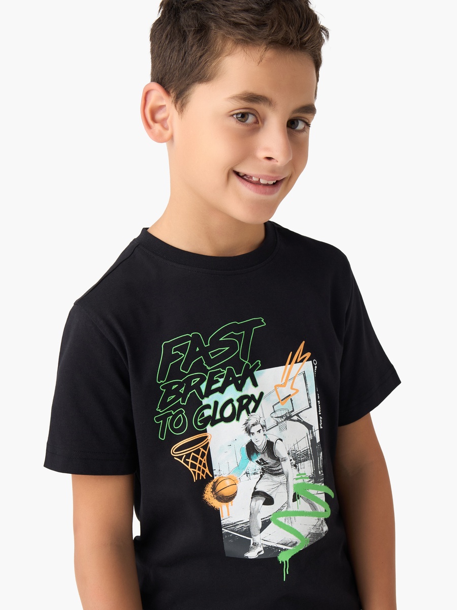 T-Shirt with Graphic Print - Cotton - Short Sleeves