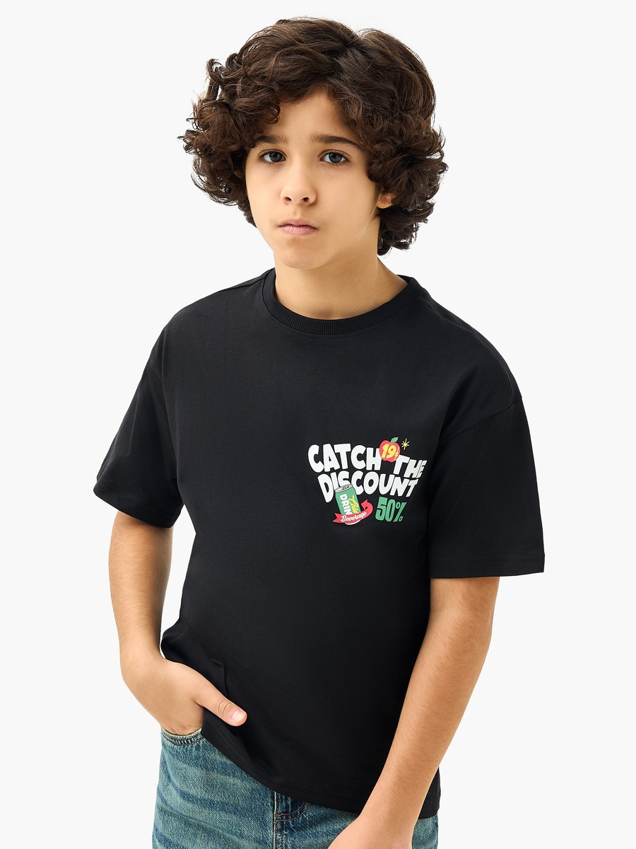 Graphic Print T-Shirt with Short Sleeves