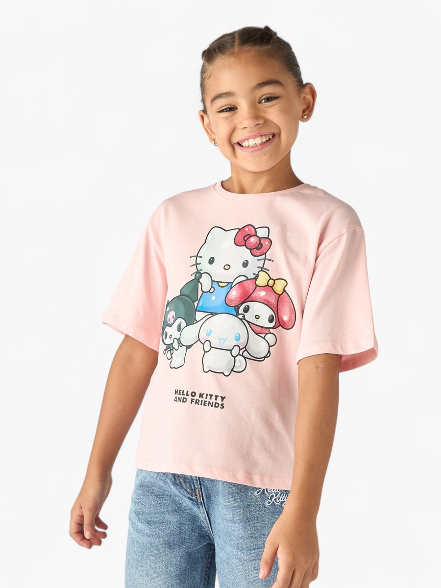 Hello Kitty and Friends Print T-Shirt with Short Sleeves