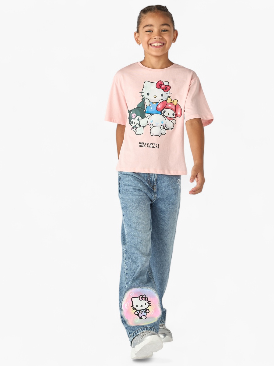 Hello Kitty and Friends Print T-Shirt with Short Sleeves