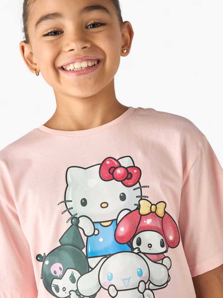 Hello Kitty and Friends Print T-Shirt with Short Sleeves