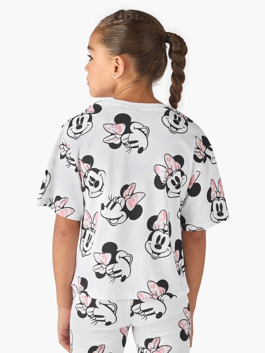 Minnie Mouse Print T-Shirt with Crew Neck