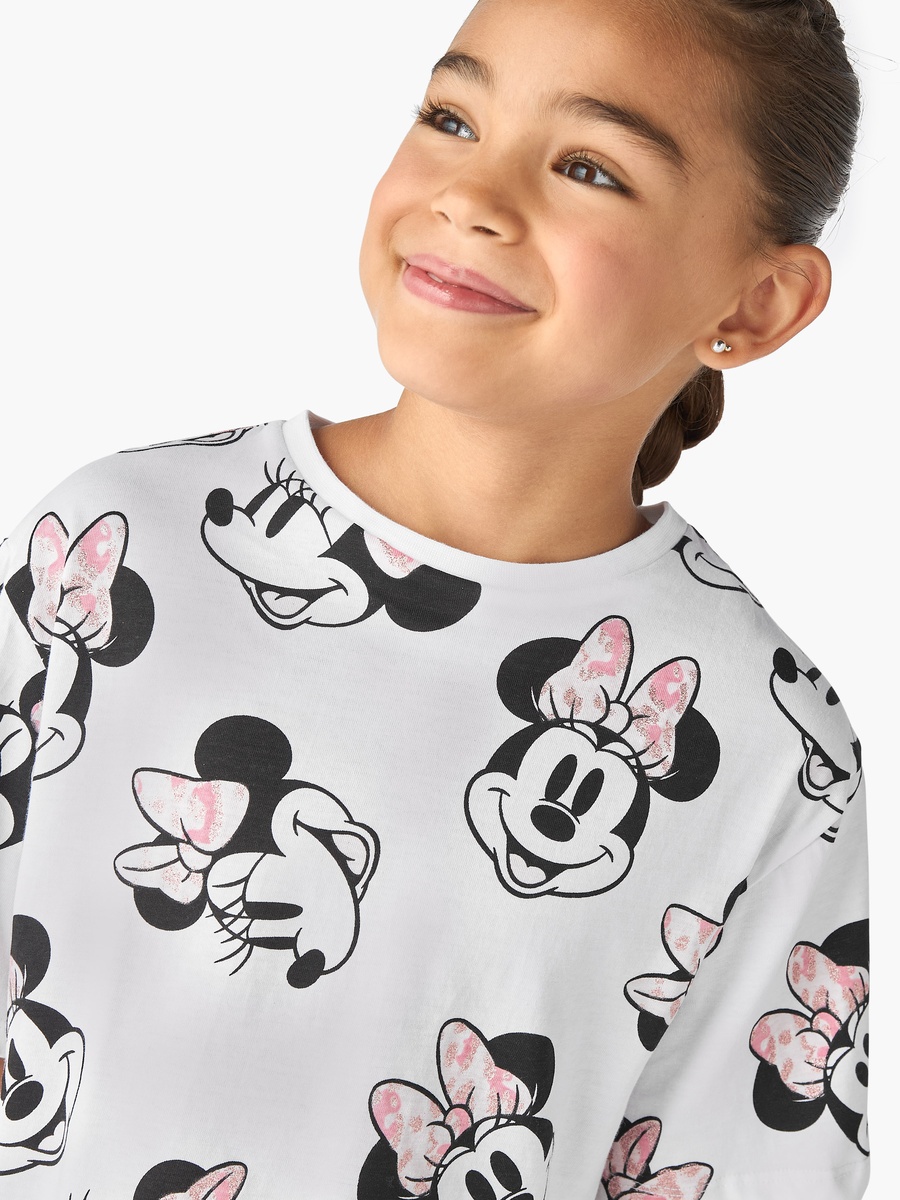 Minnie Mouse Print T-Shirt with Crew Neck