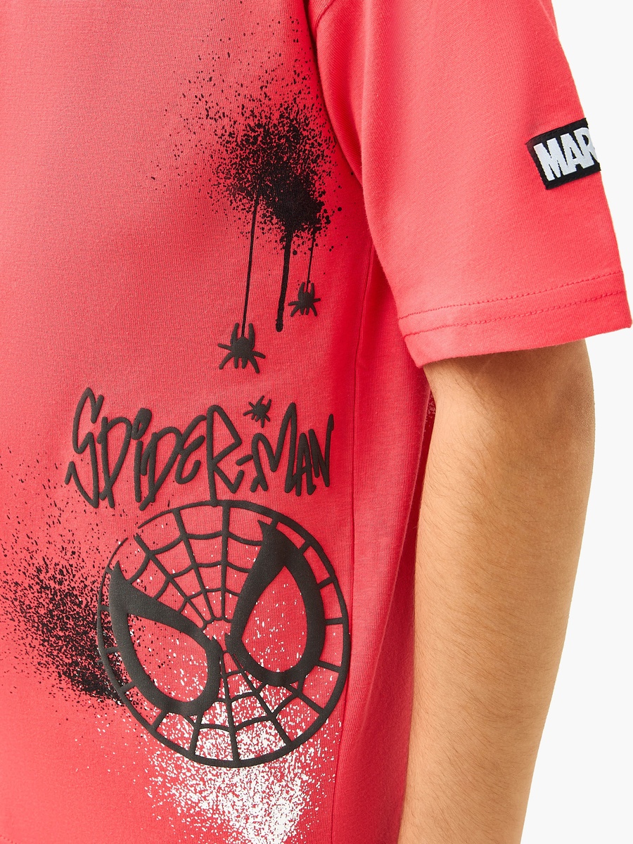 Spider-Man Print T-Shirt with Short Sleeves
