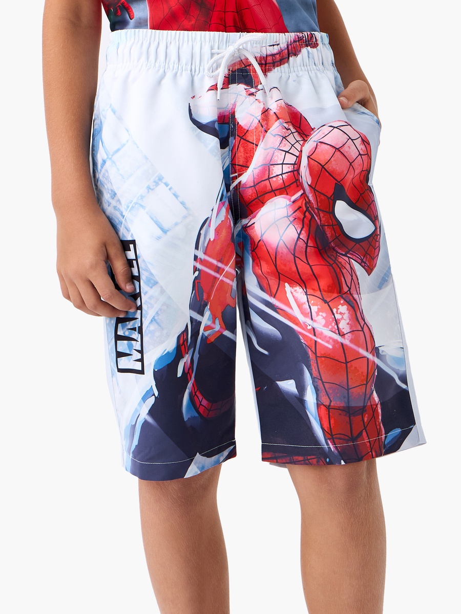 Spider-Man Print Swim Shorts with Drawstring Closure