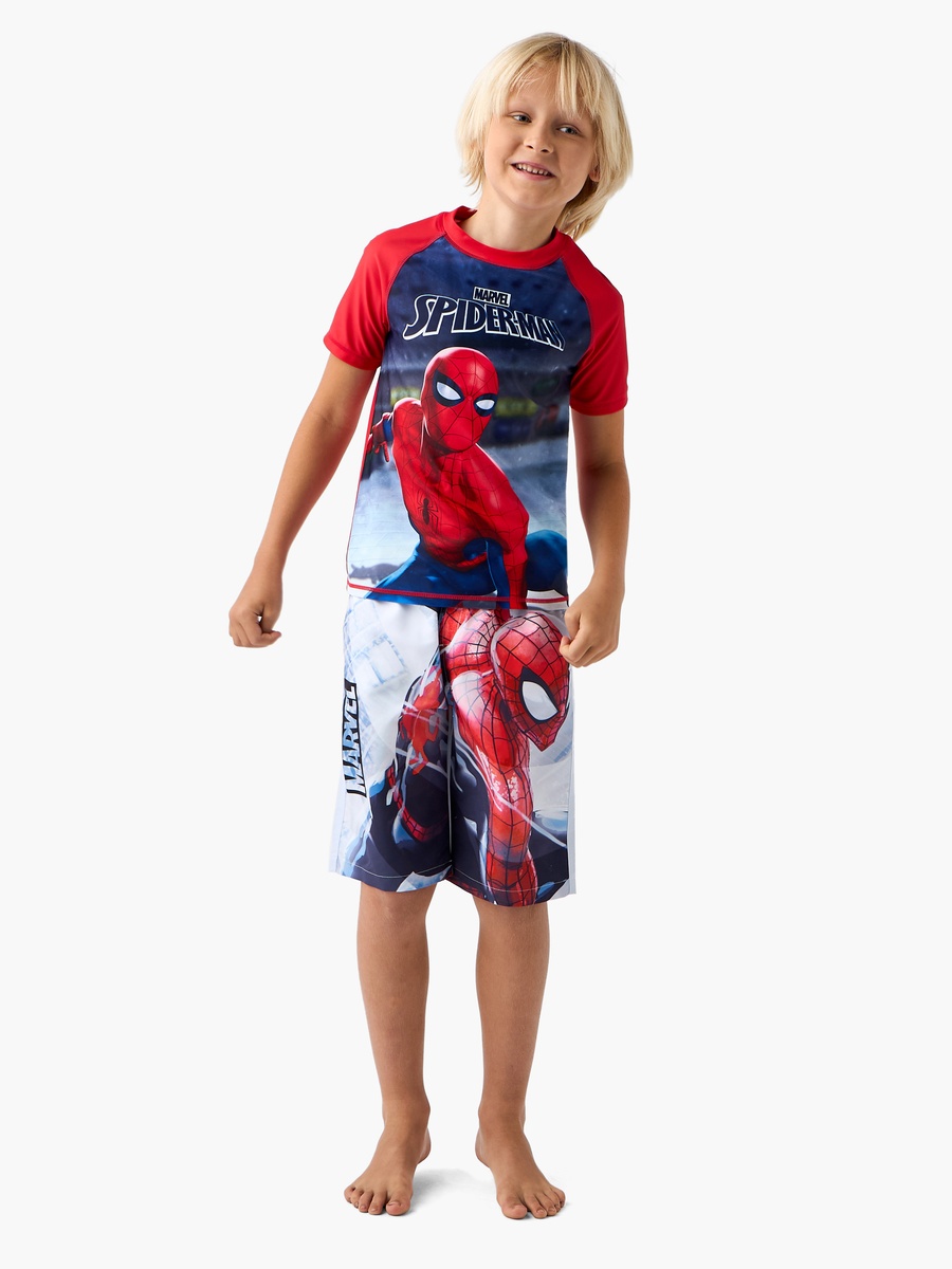 Spider-Man Print Swim Shorts with Drawstring Closure