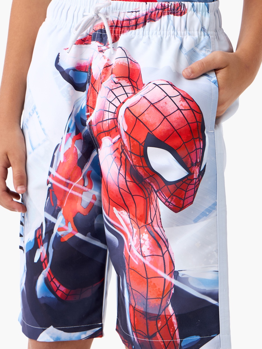 Spider-Man Print Swim Shorts with Drawstring Closure